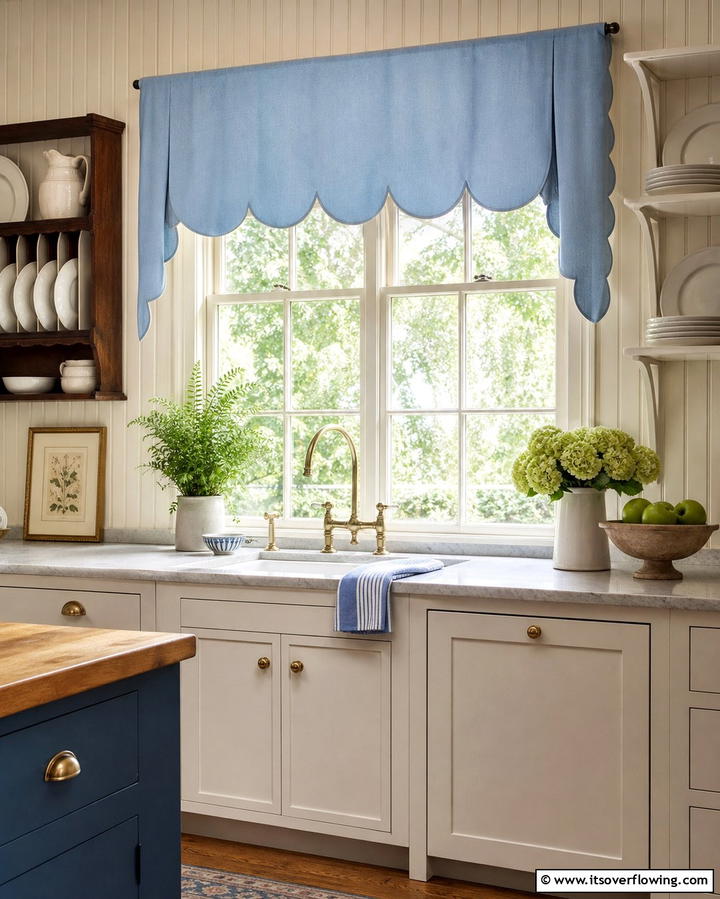 Scalloped Edge Valance - 25 Kitchen Valance Ideas to Add Style and Privacy