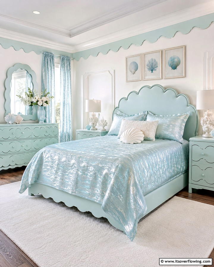 Scalloped Furniture Accents - 20 Underwater Mermaid Bedroom Ideas for Fantasy