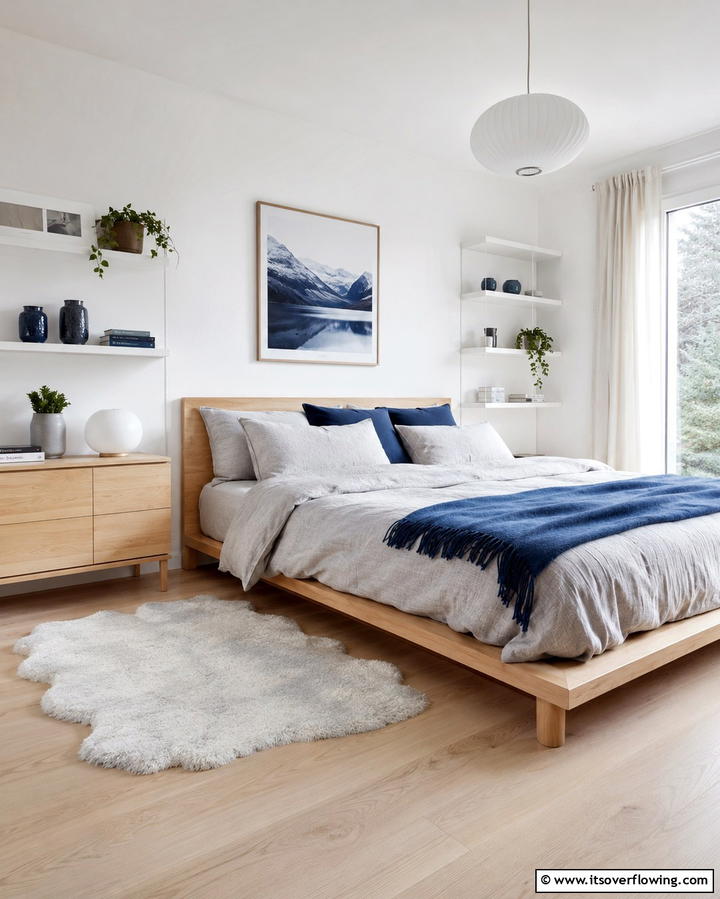 Scandi Inspired Oasis - 30 Calming Blue and Grey Bedroom Ideas for Relaxing Retreats