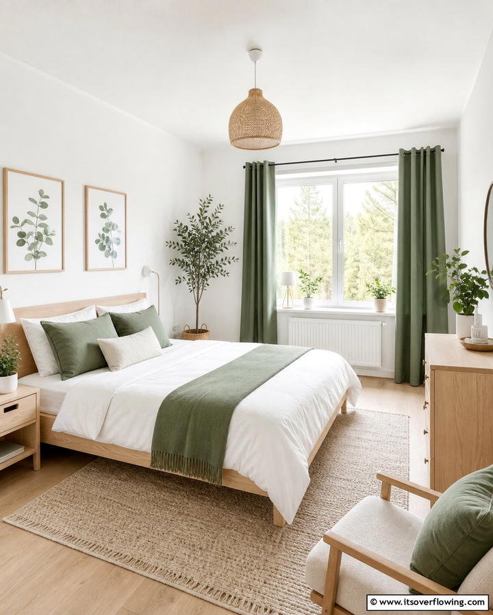Scandinavian Green and White Design - 25 Green and White Bedroom Ideas for Serenity