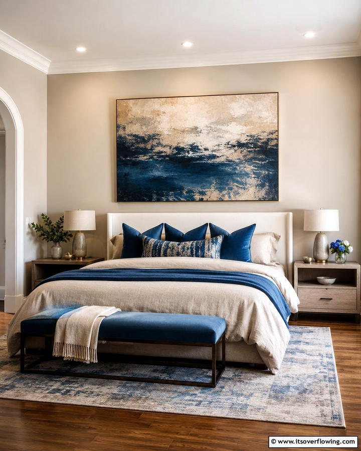 Scandinavian Inspired Blue and Beige Bedroom - 25 Blue and Beige Bedroom Ideas for a Calming Space
