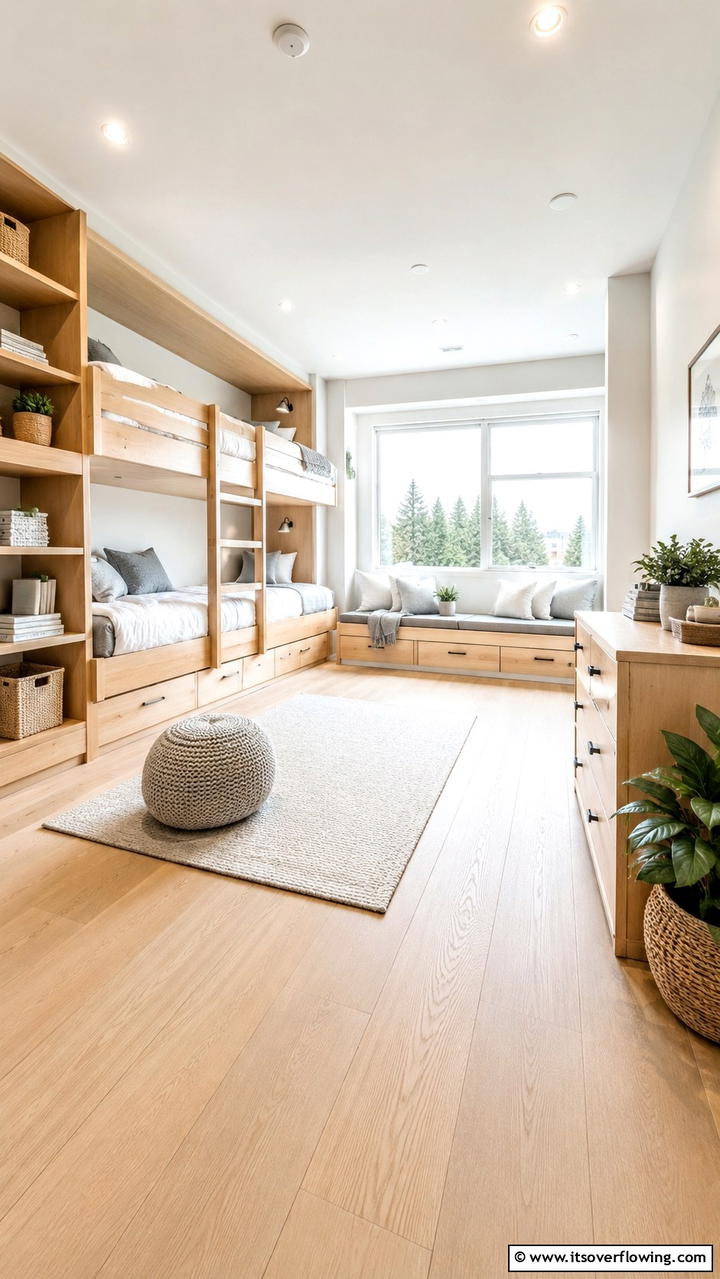 Scandinavian Inspired Bunk Room - 30 Bunk Room Ideas for Fun and Functional Kids’ Spaces