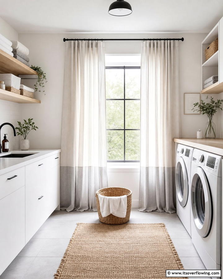 Scandinavian Inspired Curtains for Simplicity - 20 Laundry Room Curtain Ideas for a Stylish and Private Space