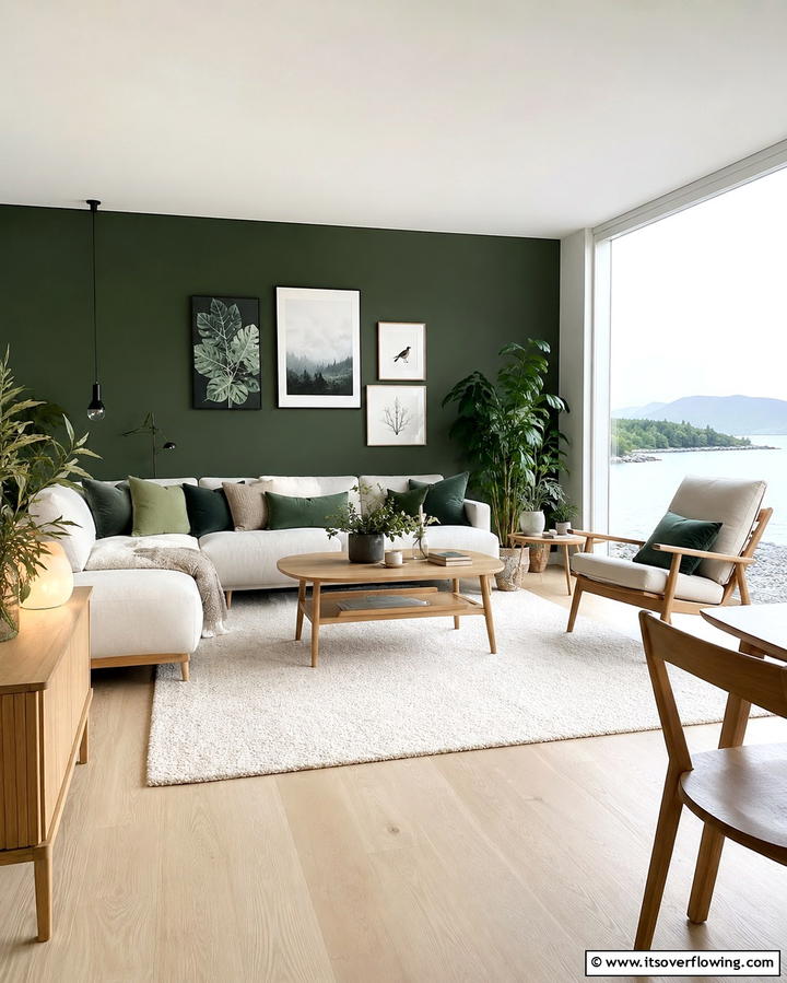 Scandinavian Inspired Dark Green Living Room - 30 Rich Dark Green Living Room Designs for Cozy Elegance