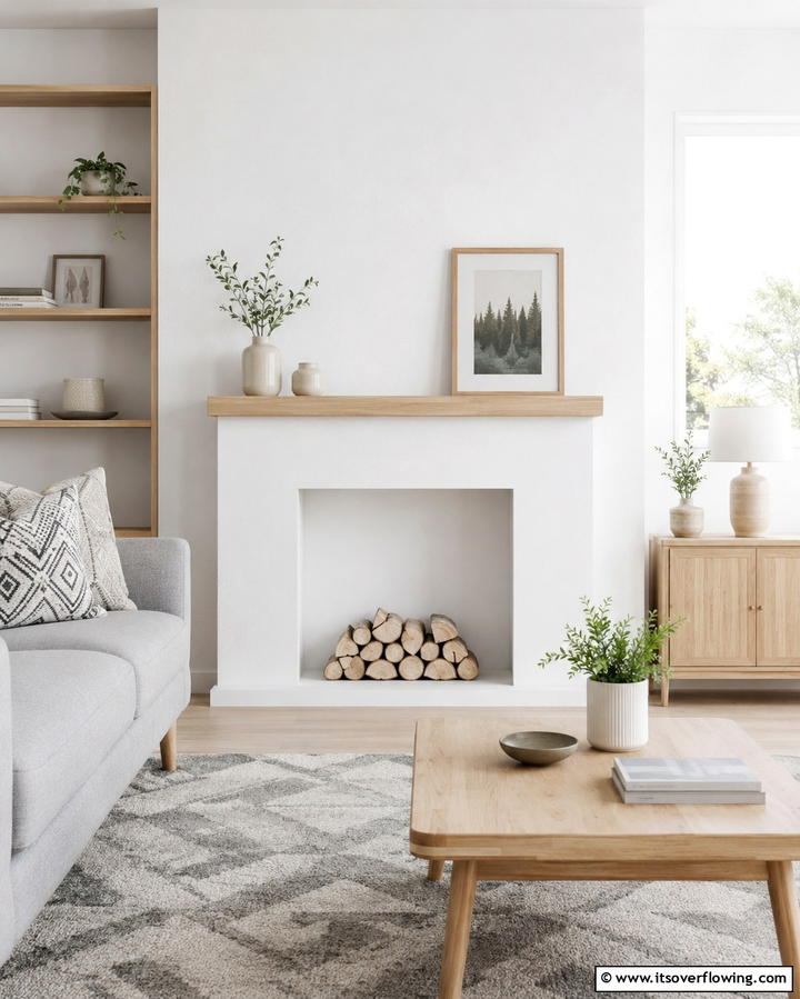 Scandinavian Inspired Faux Fireplace - 30 Faux Fireplace Ideas to Add Warmth Anywhere