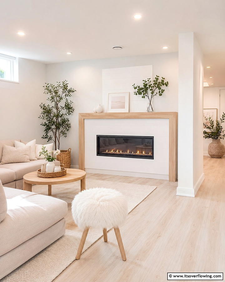 Scandinavian Inspired Fireplace - 25 Cozy Basement Fireplace Ideas for Warm Gatherings