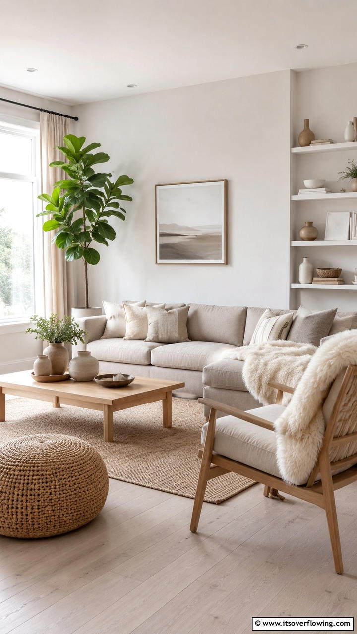 Scandinavian Inspired Greige Living Room - 30 Greige Living Room Ideas for Neutral & Warm Modern Spaces