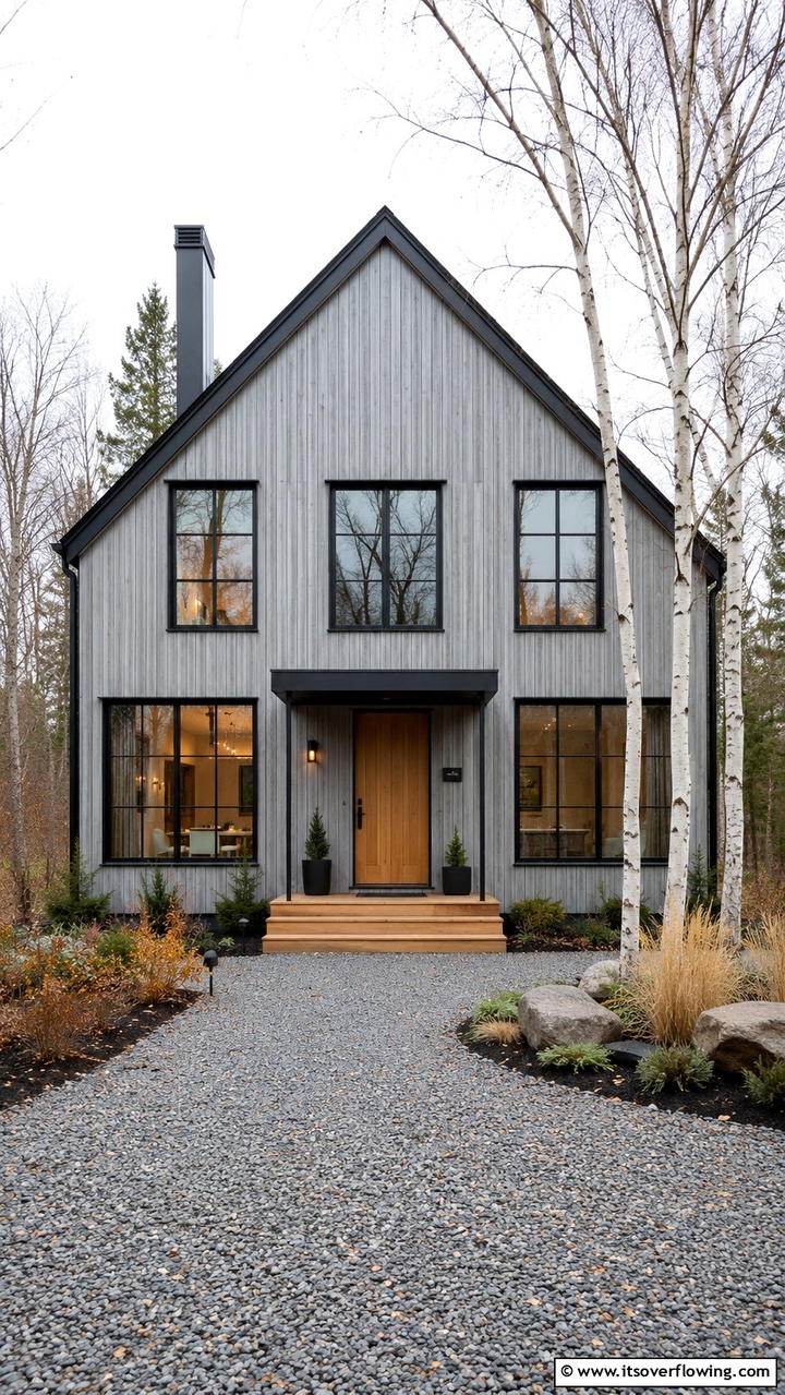 Scandinavian Inspired House with Black Windows - 30 Modern House Designs With Black Windows Inspiration