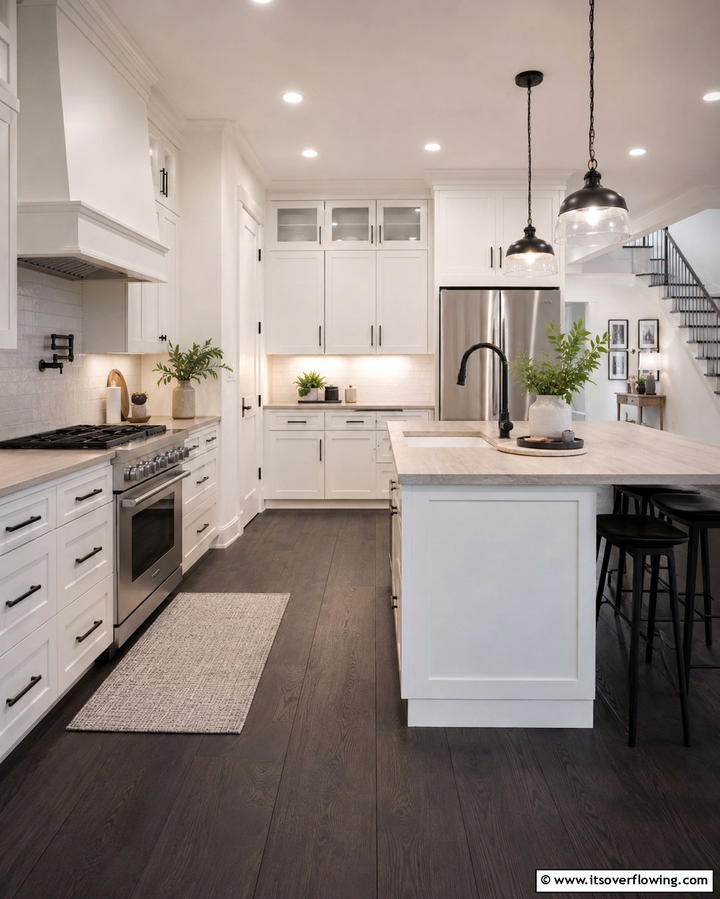 Scandinavian Inspired Light and Dark Balance - 25 Kitchen With Dark Wood Floors Ideas for Elegance
