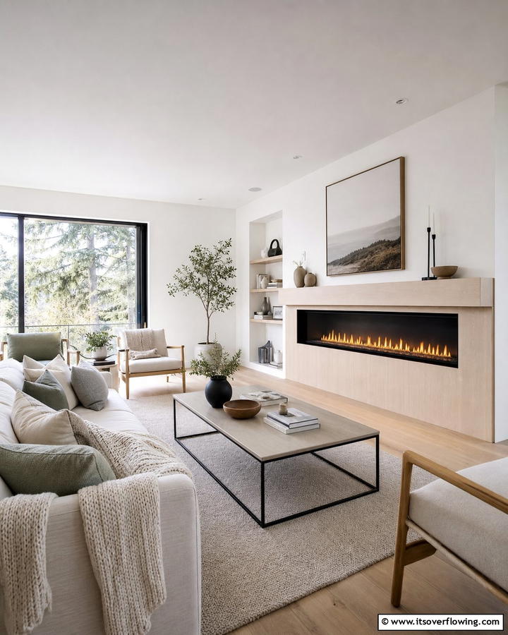 Scandinavian Inspired Linear Fireplace - 30 Linear Fireplace Ideas for Modern Home Heating