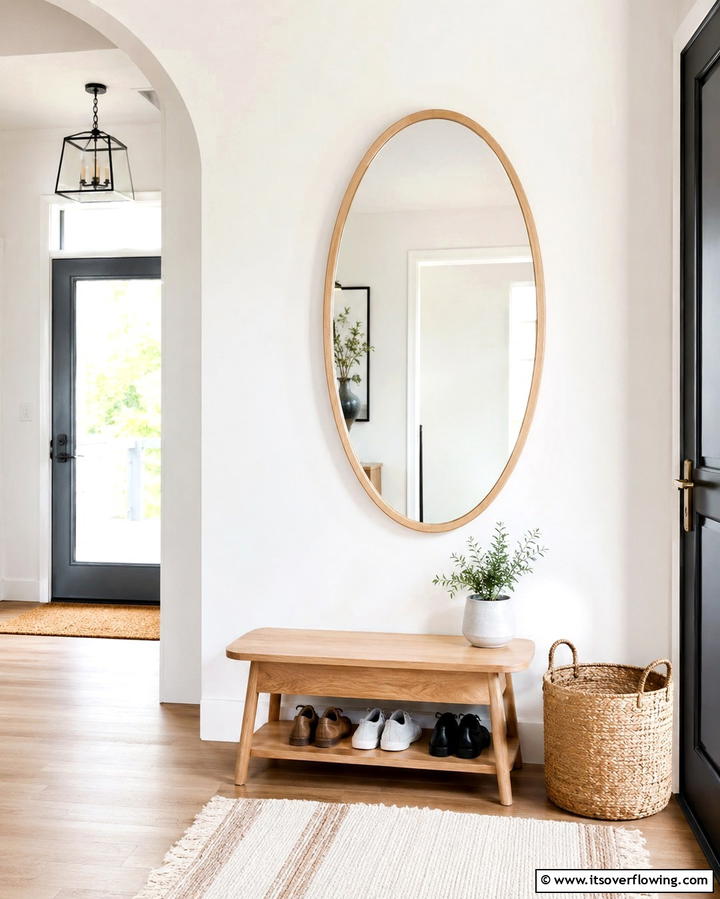 Scandinavian Inspired Mirror - 30 Statement Entryway Mirror Ideas to Brighten Narrow Spaces