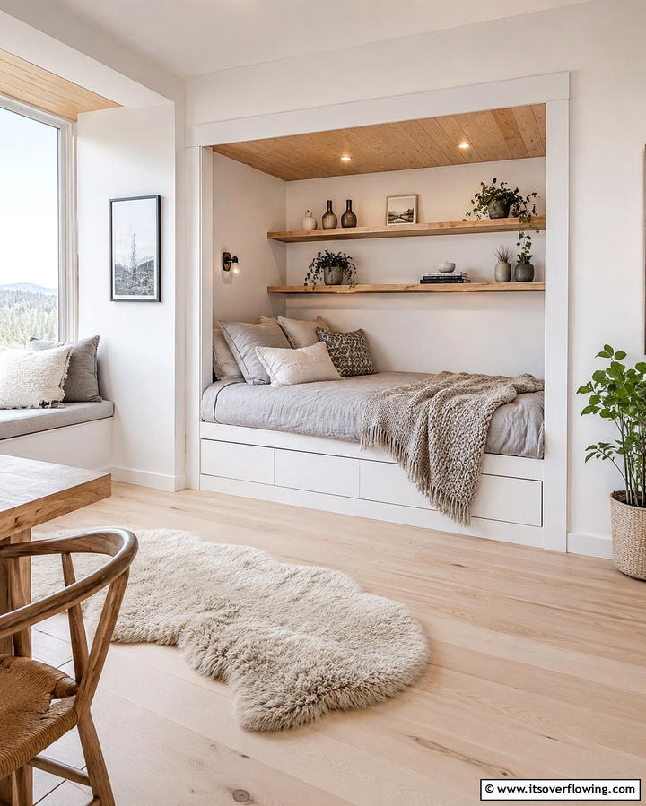 Scandinavian Inspired Nook - 25 Cozy Bed Nook Ideas for a Perfect Reading Spot