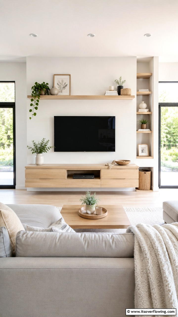 Scandinavian Inspired TV Wall - 21 Innovative TV Wall Ideas to Maximize Living Room Space