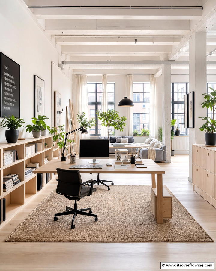Scandinavian Loft Office - 20 Loft Office Ideas for a Productive Workspace