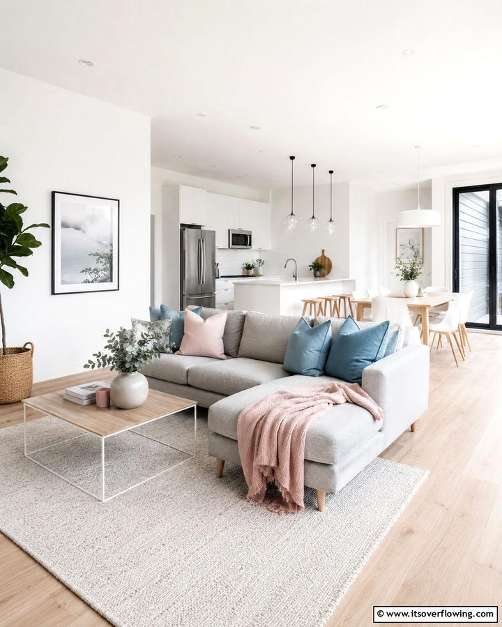 Scandinavian Minimalism - 25 Pink and Blue Living Room Ideas for a Vibrant Space
