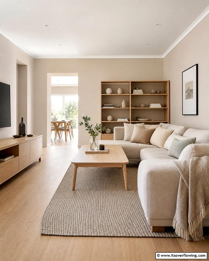 Scandinavian Minimalism with Egyptian Cotton - 25 Dulux Egyptian Cotton Living Room Ideas for Elegance