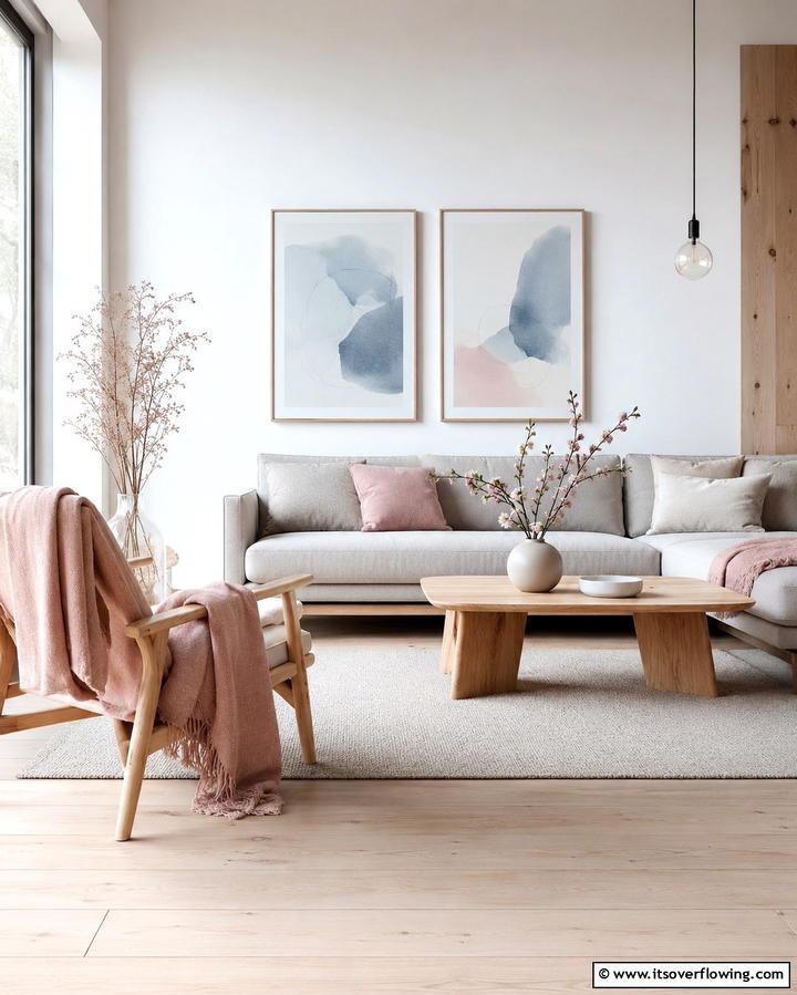 Scandinavian Minimalism with Pink and Blue - 25 Pink and Blue Living Room Ideas for a Vibrant Space