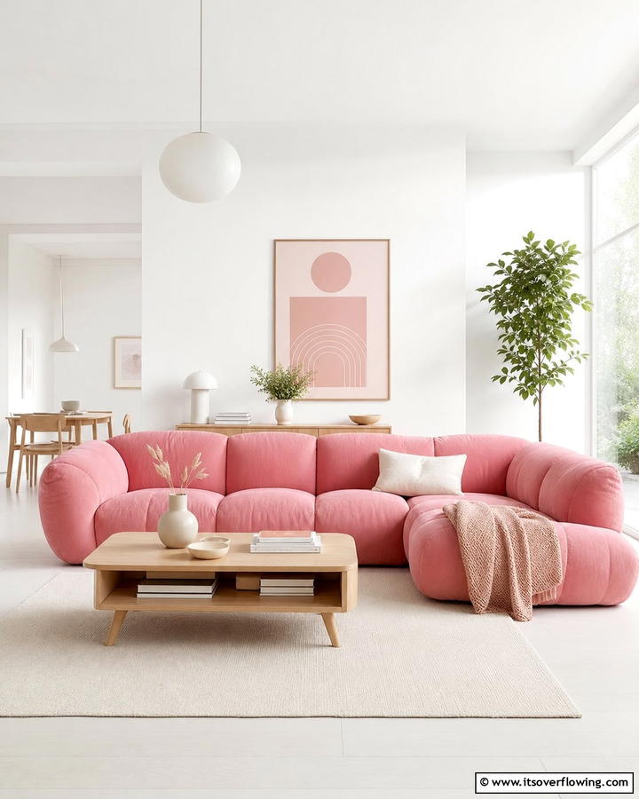 Scandinavian Minimalism with a Pink Twist - 20 Pink Couch Living Room Ideas for a Bold Statement