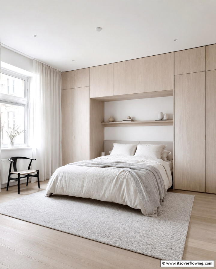 Scandinavian Minimalist Wardrobe - 30 Space-Saving Built-In Wardrobe Ideas Around Your Bed