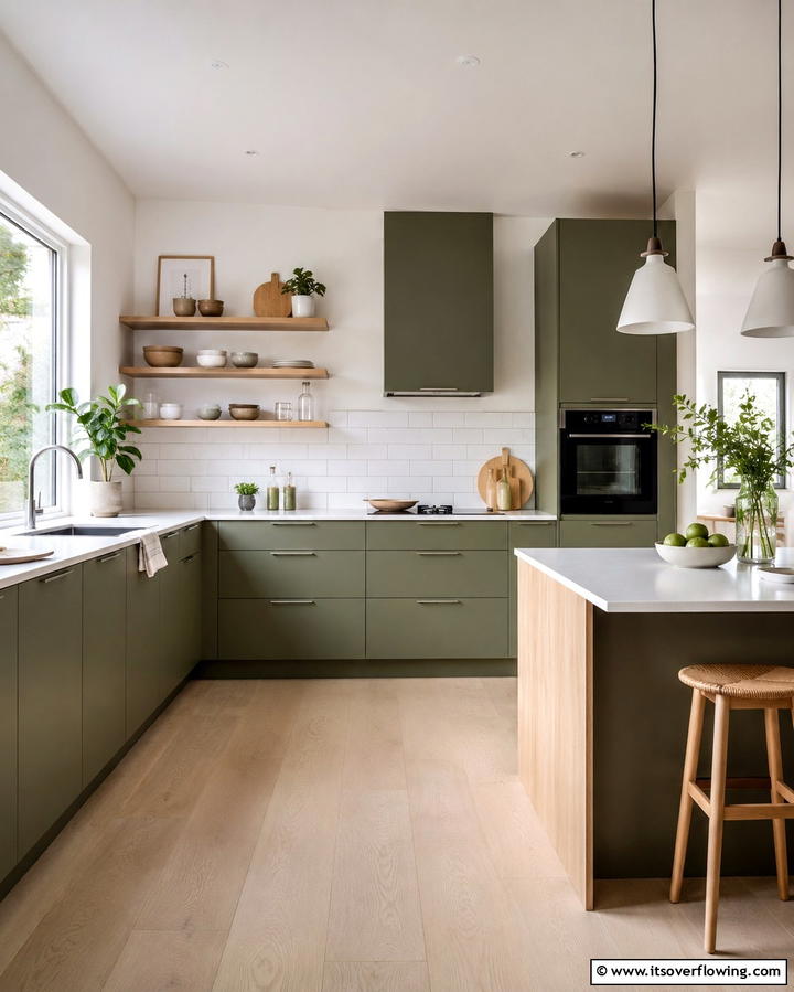 Scandinavian Olive Green Simplicity - 30 Olive Green Kitchen Designs for a Warm Cooking Space