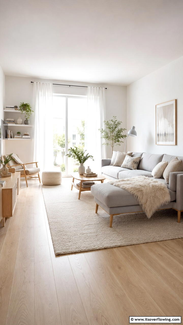 Scandinavian Serenity - 30 Grey and Beige Living Room Ideas- Warm Minimalist Designs
