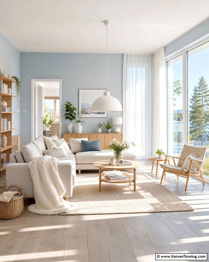 Scandinavian Simplicity - 20 Grey Floor Living Room with Blue Walls Ideas