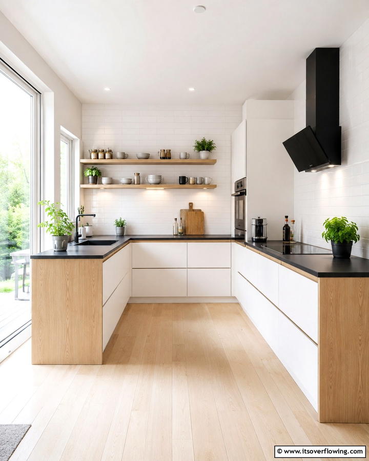 Scandinavian Simplicity - 25 Kitchen With White Cabinets and Black Countertops Ideas