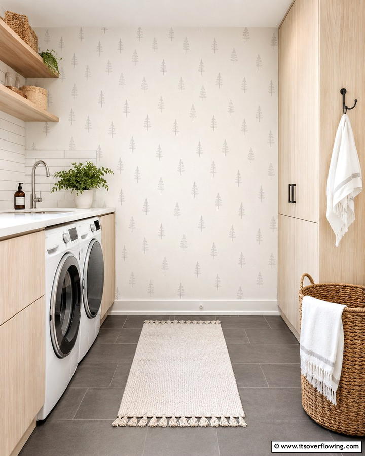 Scandinavian Simplicity - 25 Laundry Room Wallpaper Ideas to Brighten Your Space