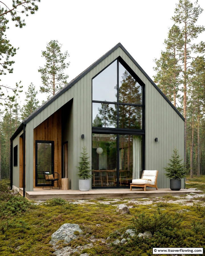 Scandinavian Simplicity - 25 Sage Green House With Black Trim Ideas for Curb Appeal