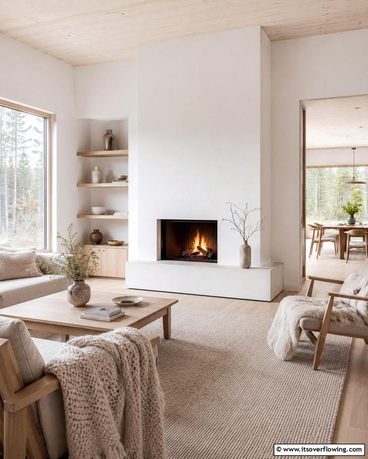 Scandinavian Simplicity - 25 White Fireplace Ideas to Warm Up Your Living Room