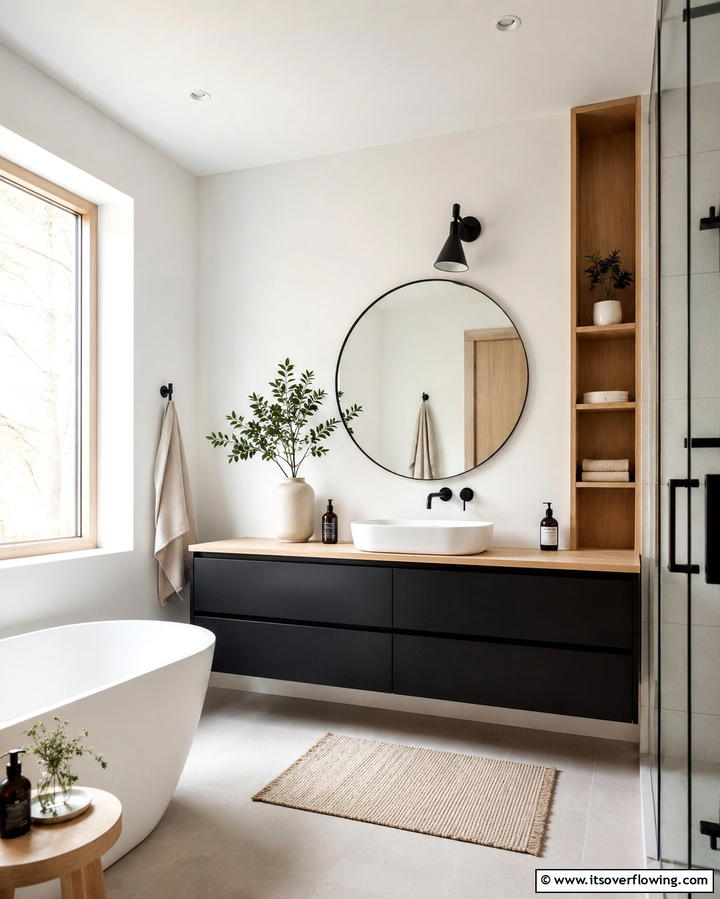 Scandinavian Simplicity - 30 Black Cabinet Bathroom Ideas for Dramatic Modern Spaces