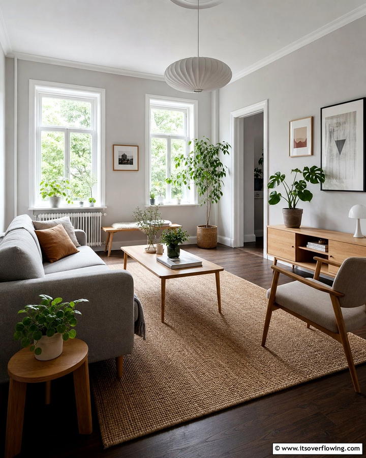 Scandinavian Simplicity - 30 Grey Living Room & Dark Wood Floor Design Combinations