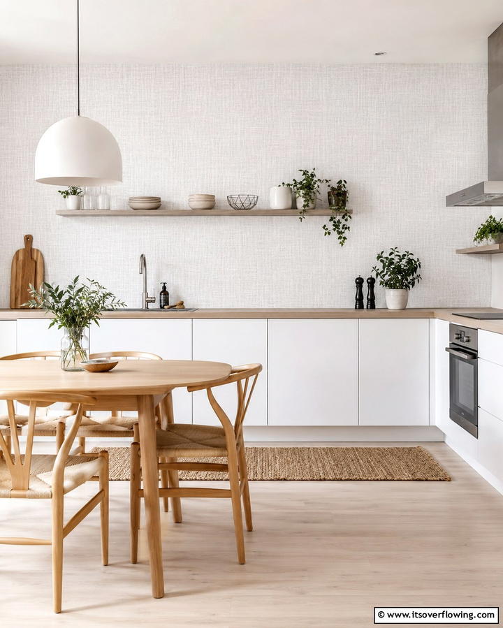 Scandinavian Simplicity - 30 Kitchen Wallpaper Ideas- Bold Backsplashes & Accent Walls