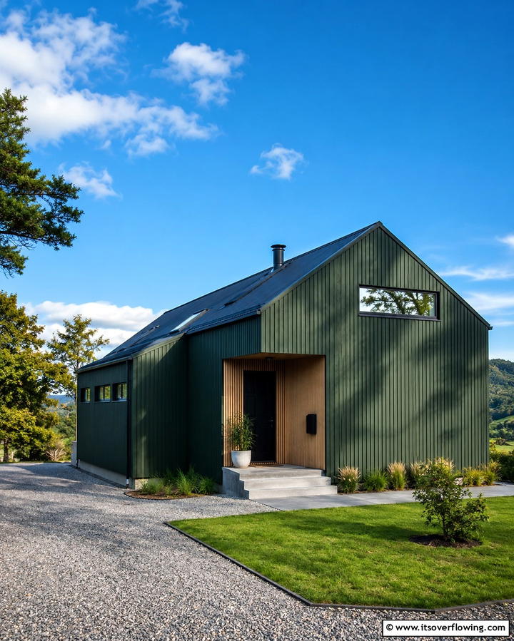 Scandinavian Simplicity - 30 Stunning Dark Green Exterior House Designs for Curb Appeal