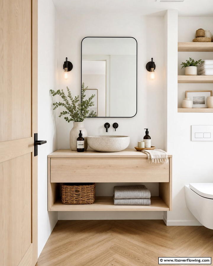 Scandinavian Simplicity Powder Room - 21 Powder Room Designs for Stylish Small Bathroom Spaces