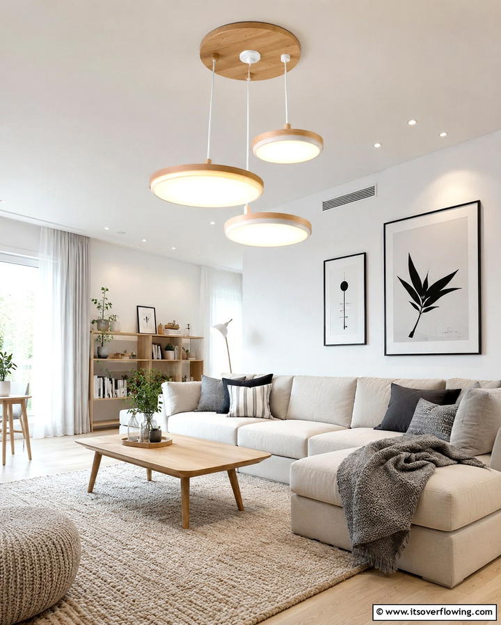 Scandinavian Simplicity Shine - 30 Living Room Ceiling Lighting Ideas- Elevate Your Space