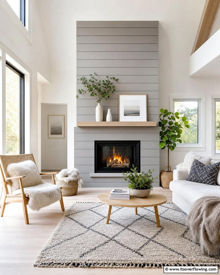 Scandinavian Simplicity Shiplap - 21 Shiplap Fireplace Design Ideas to Cozy Up Your Home