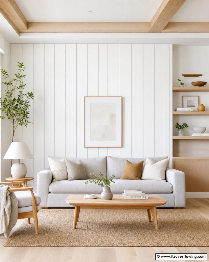 Scandinavian Simplicity Wall - 30 Striking Living Room Accent Wall Ideas for Bold Style