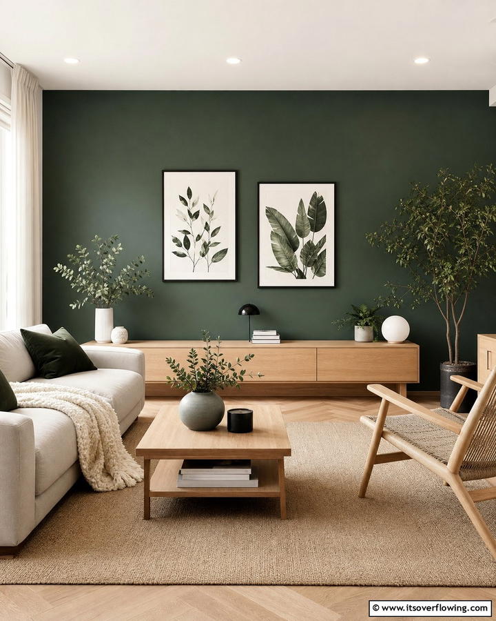 Scandinavian Simplicity in Green - 21 Dark Green Accent Wall Ideas for Dramatic Interiors