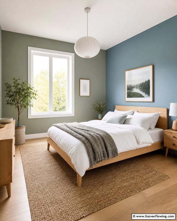 Scandinavian Simplicity with Blue and Green - 20 Blue and Green Bedroom Ideas- Calming Color Schemes