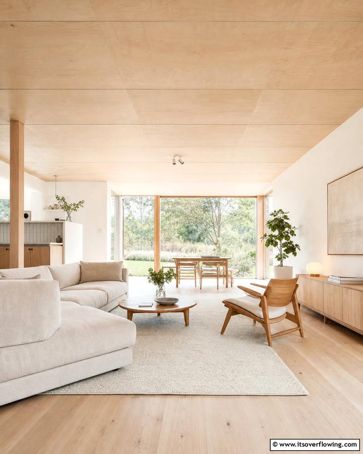 Scandinavian Simplicity with Light Toned Plywood - 25 Plywood Ceiling Ideas for a Rustic Look