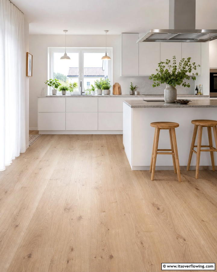 Scandinavian Simplicity with Light Wood Floors - 25 Light Wood Floor Kitchen Ideas for a Bright Space