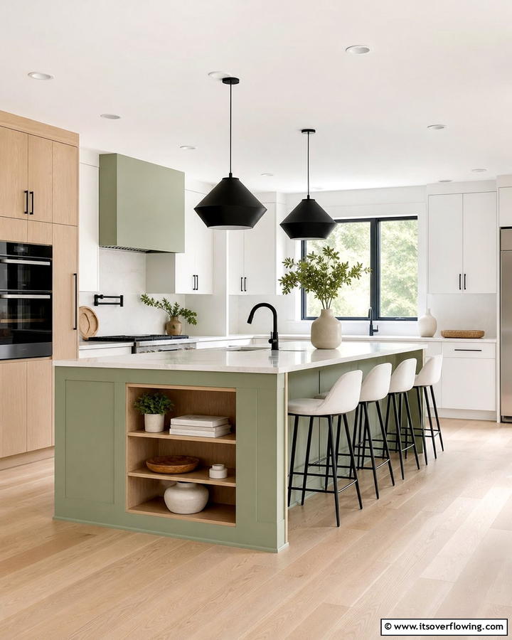 Scandinavian Simplicity with Light Wood - 20 Sage Green Kitchen Island Ideas for a Fresh Look