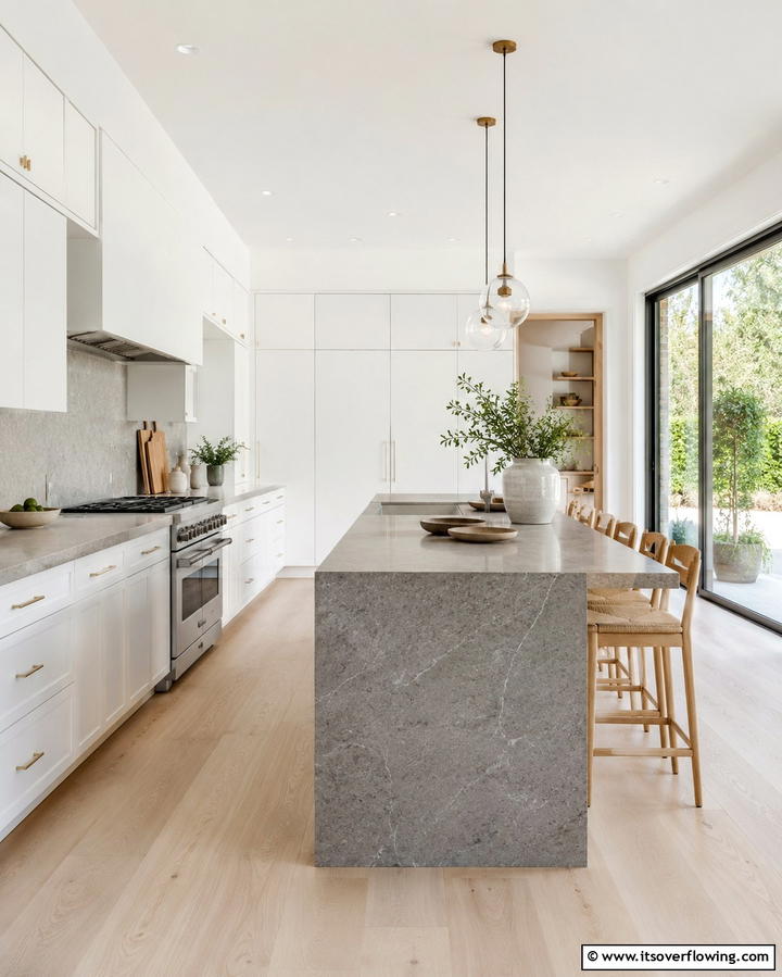 Scandinavian Simplicity with Natural Elements - 25 White Kitchen Cabinets with Grey Island Ideas