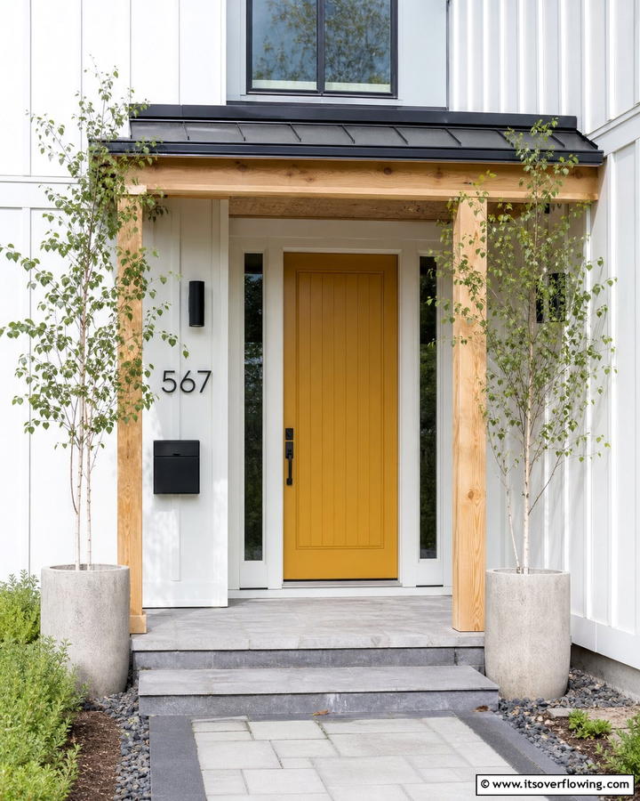 Scandinavian Simplicity with Neutral Palettes - 20 Mustard Yellow Front Door Ideas for a Bold Entrance