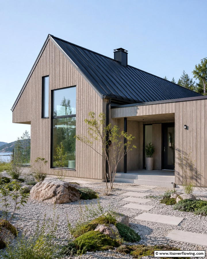 Scandinavian Simplicity with Neutral Tones - 30 Black Roof Exterior Home Design Ideas for Bold Contrast