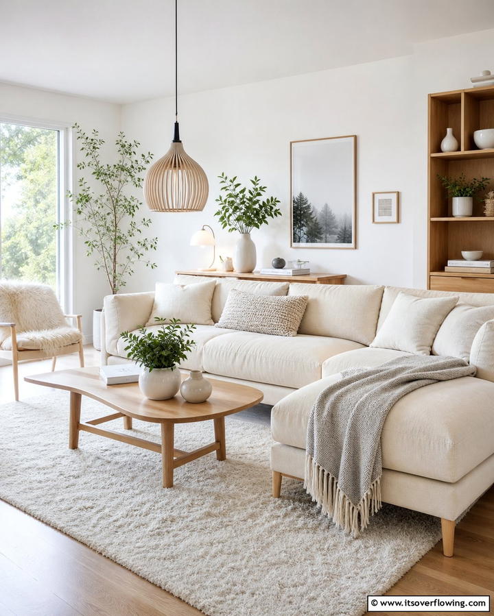 Scandinavian Simplicity with a Cream Couch - 25 Cream Couch Living Room Ideas for Timeless Elegance