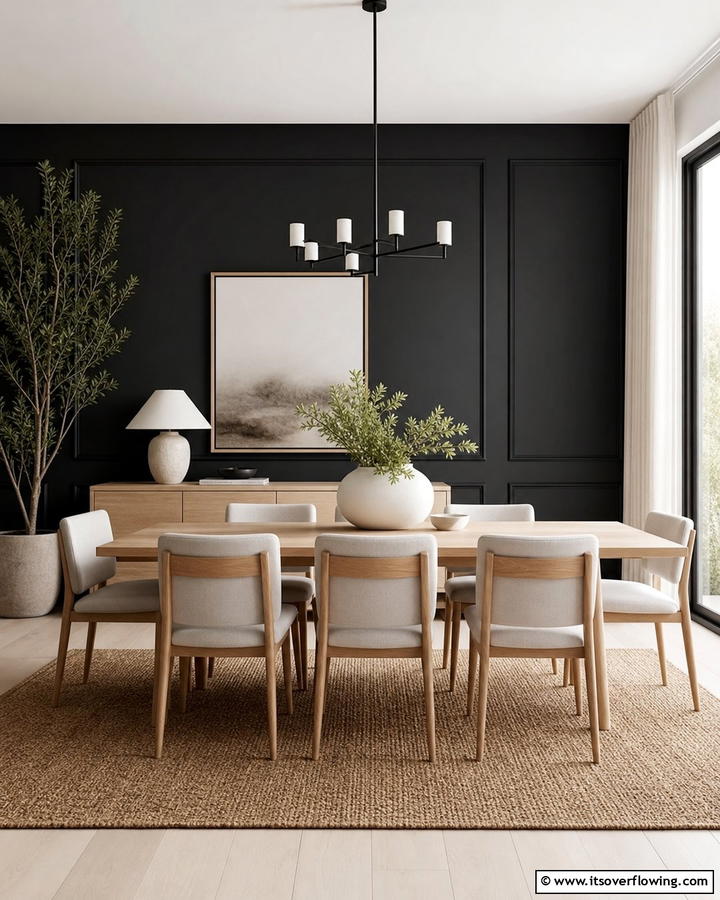 Scandinavian Simplicity - 20 Black Accent Wall Dining Room Ideas for a Bold Look