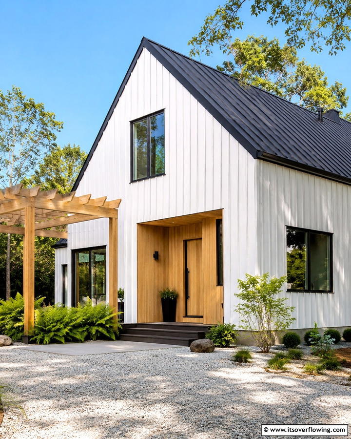 Scandinavian SimplicityExact - 25 White Exterior Home with a Black Roof Ideas