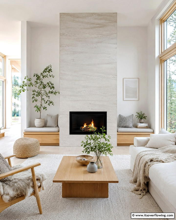Scandinavian SimplicityExact - 25 Floor to Ceiling Fireplace Ideas- Stunning & Modern